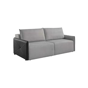 sofá 2 lugares retrátil urban linho cinza e preto 160 cm