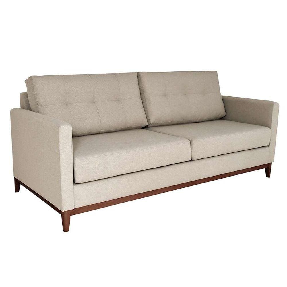 sofá 3 lugares carlo veludo bege e imbua 200 cm