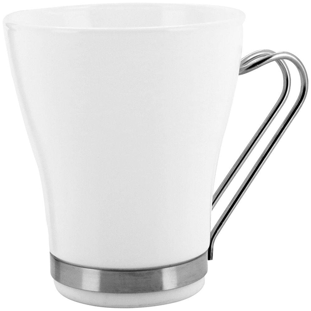 BORMIOLI ROCCO AROMATECA XÍCARA CAPPUCCINO 10x8x8cm 230ml VIDRO TEMPERADO BRANCO ALÇA INOX