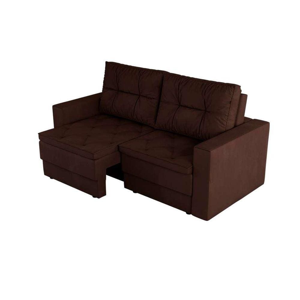 sofá 3 lugares retrátil lucerna suede marrom 180 cm