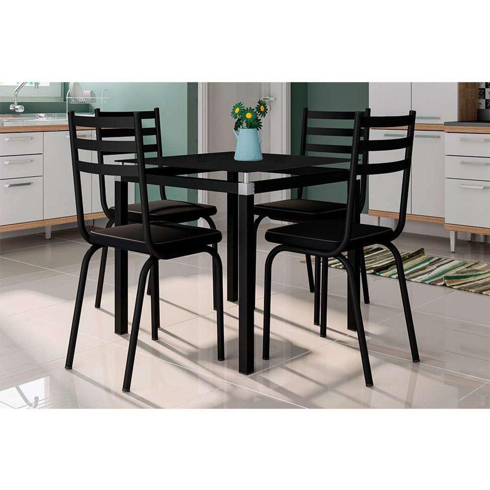 conjunto de mesa de cozinha com 4 lugares malva ii courvin preto