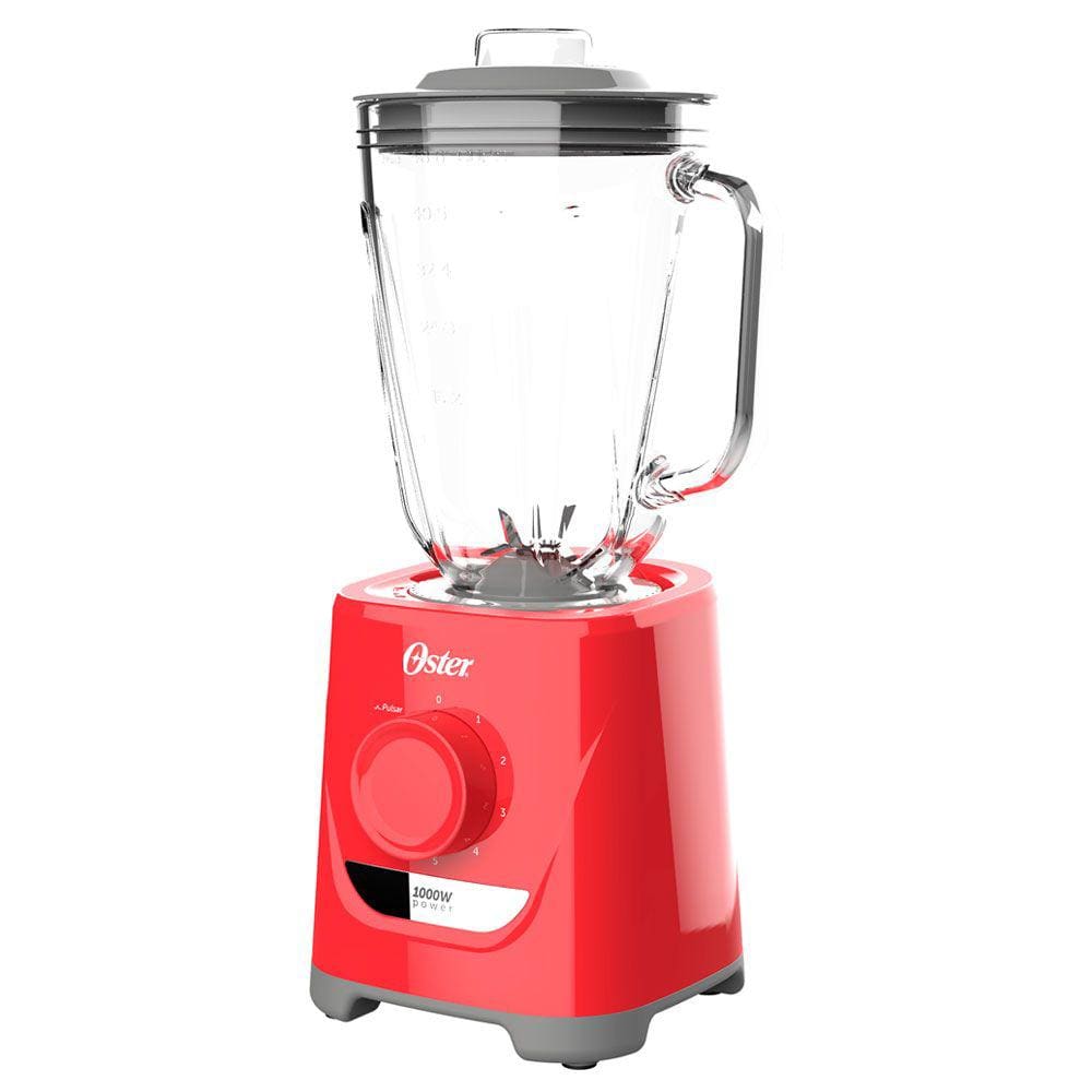 Liquidificador 1,7L Oster 1000W 127V com Jarra de Vidro Vermelho
