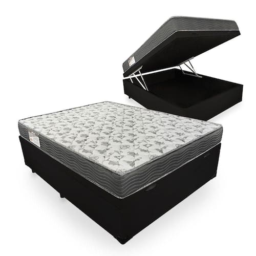imagem-Cama Box Com Baú Casal + Colchão De Espuma D33 - Ortobom - ISO 100 138x188x60cm - Preto 