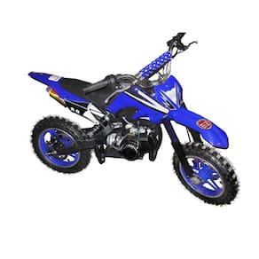 Mini Moto Cross Trilha 49cc  PARTIDA ELÉTRICA BZ Azul Gasolina com Óleo 2 Tempos BARZI MOTORS