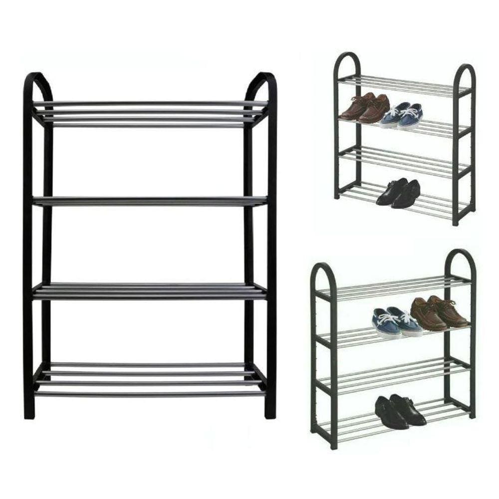 Sapateira 4 Andares Plastico Metal Preta