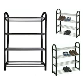 Sapateira 4 Andares Plastico Metal Preta