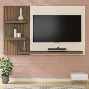 painel para tv até 50 polegadas chess marrom e off white 160 cm