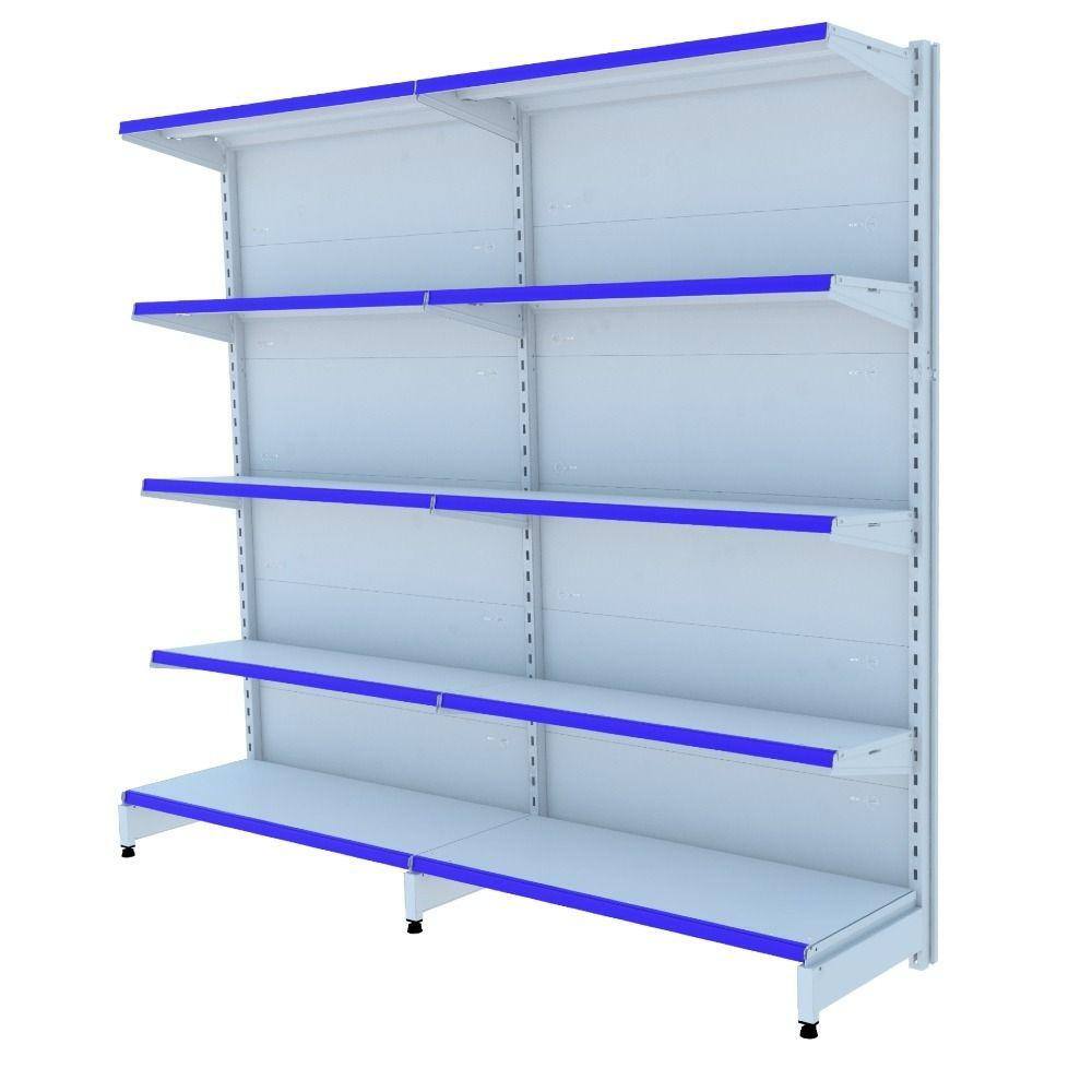 Gondola Parede 196 Amapa Flex 60 Kit 2 Metros Branco Fx Azul