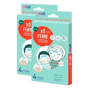 Xô Febre Compressa Adesiva Refrescante LikLuc 4 Unidades | Kit com duas unidades