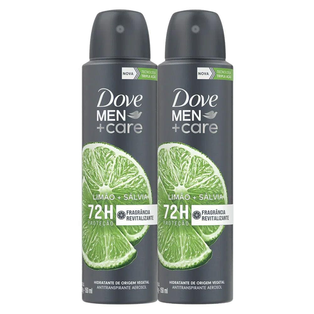 Desodorante Dove Limão e Sálvia Men + Care Aerossol 150ml | Kit com duas unidades