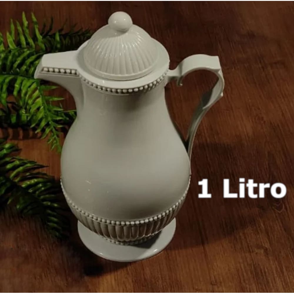 Garrafa Térmica de Plástico Vintage Cinza 1L Lyor