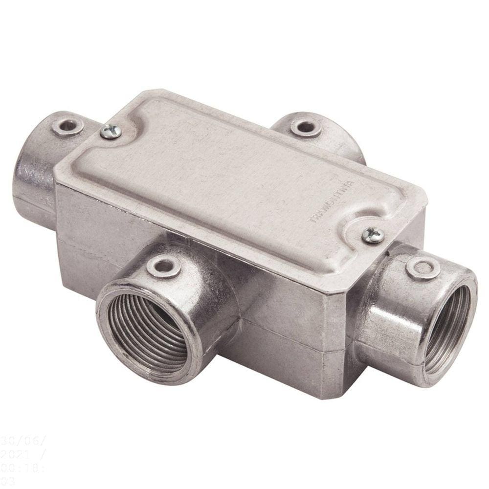 Condulete fixo 3/4" tipo "X" - com tampa / rosca BSP / sem pintura Tramontina
