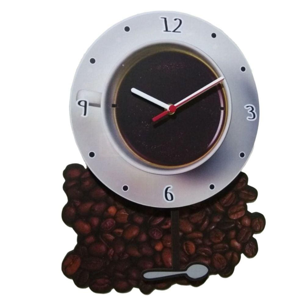 Relógio de Parede com Pêndulo Grãos de Café Com base fundo