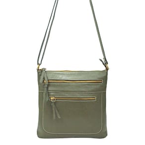 Bolsa Feminina Couro Legítimo Transversal Média Alça Comprida Ajuste Tamanho Madamix