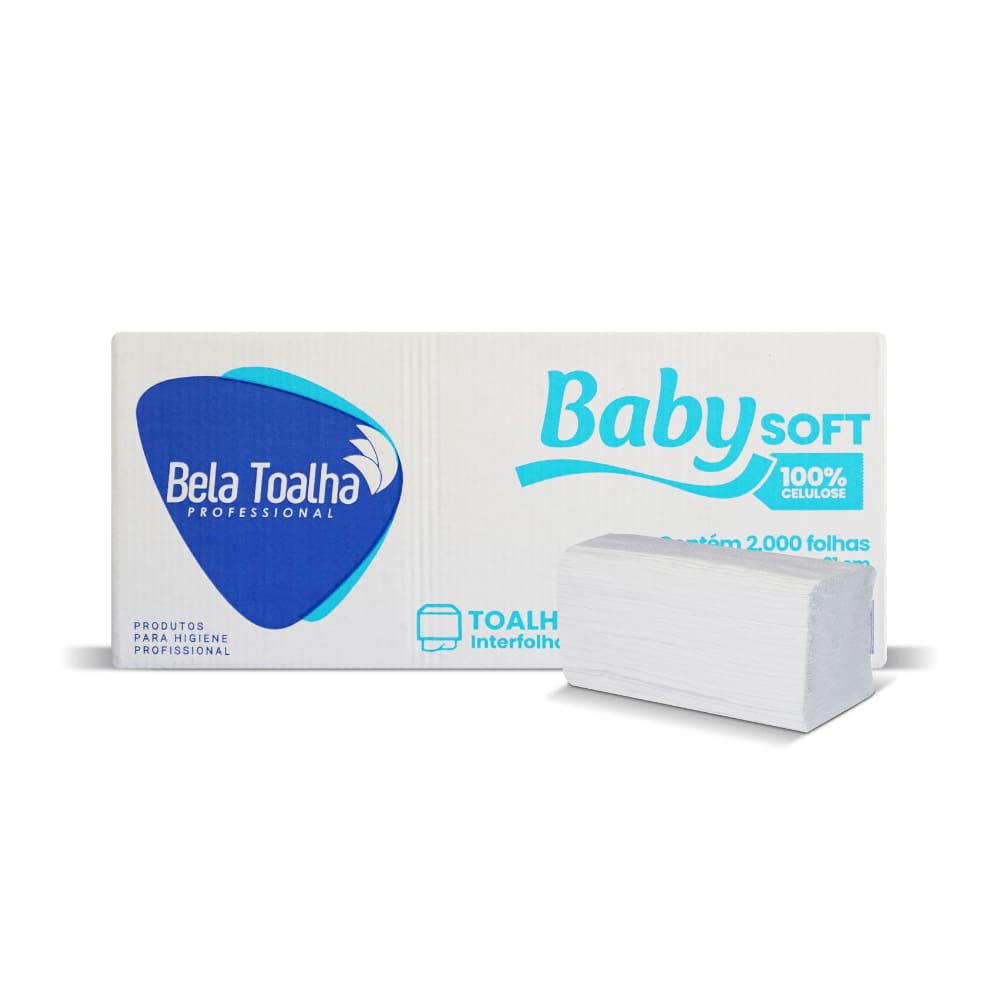 Papel Interfolha 2 dobras 100% celulose 23x21 Baby c/ 2.000 folhas