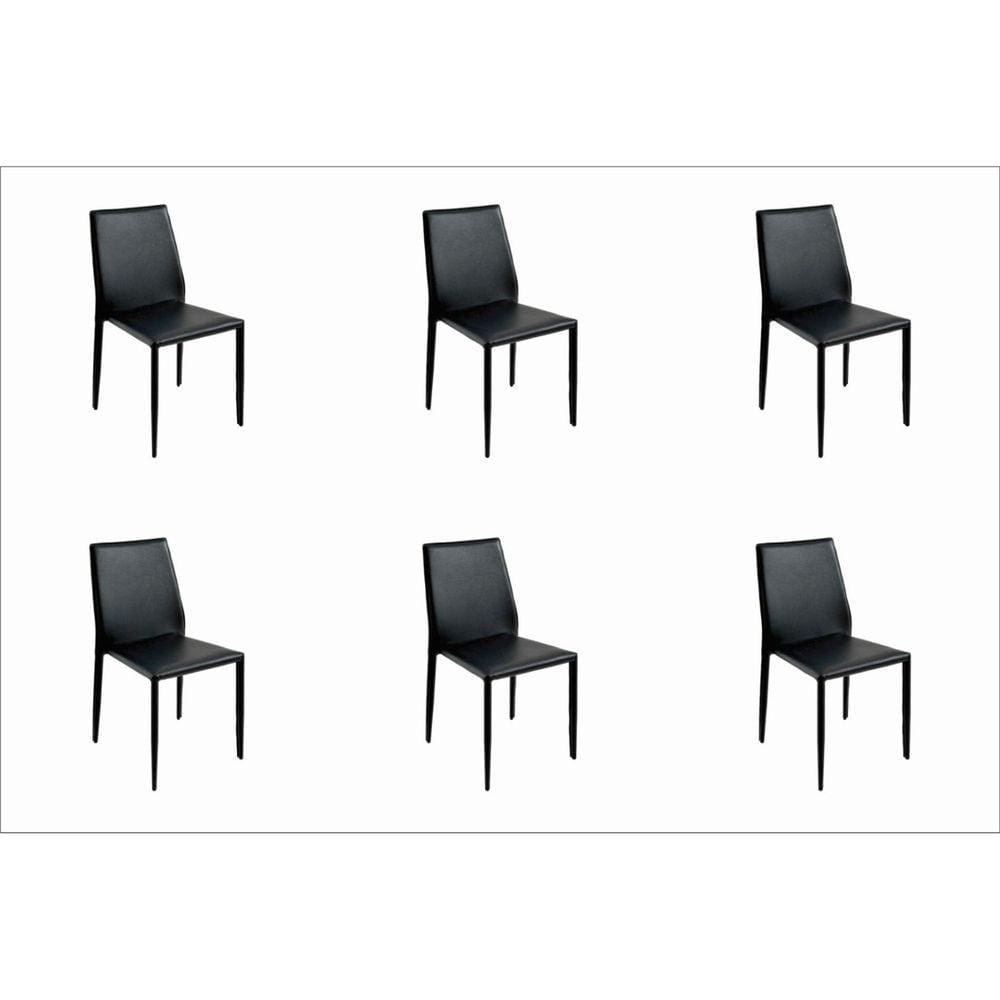 Conjunto 6 Cadeiras Amanda PVC Rivatti Móveis Preto