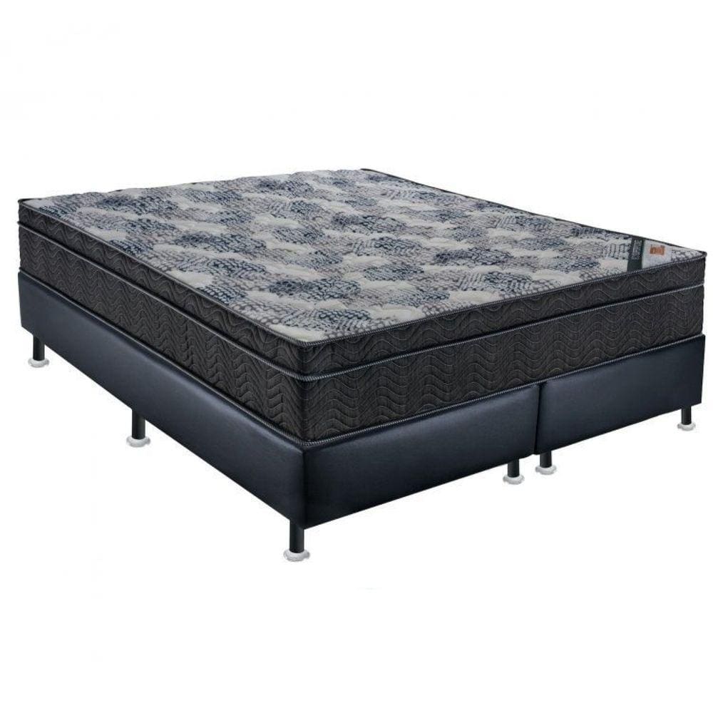 Cama Box Colchão Iso Molas Superpocket Queen Ortobom Preto/Azul