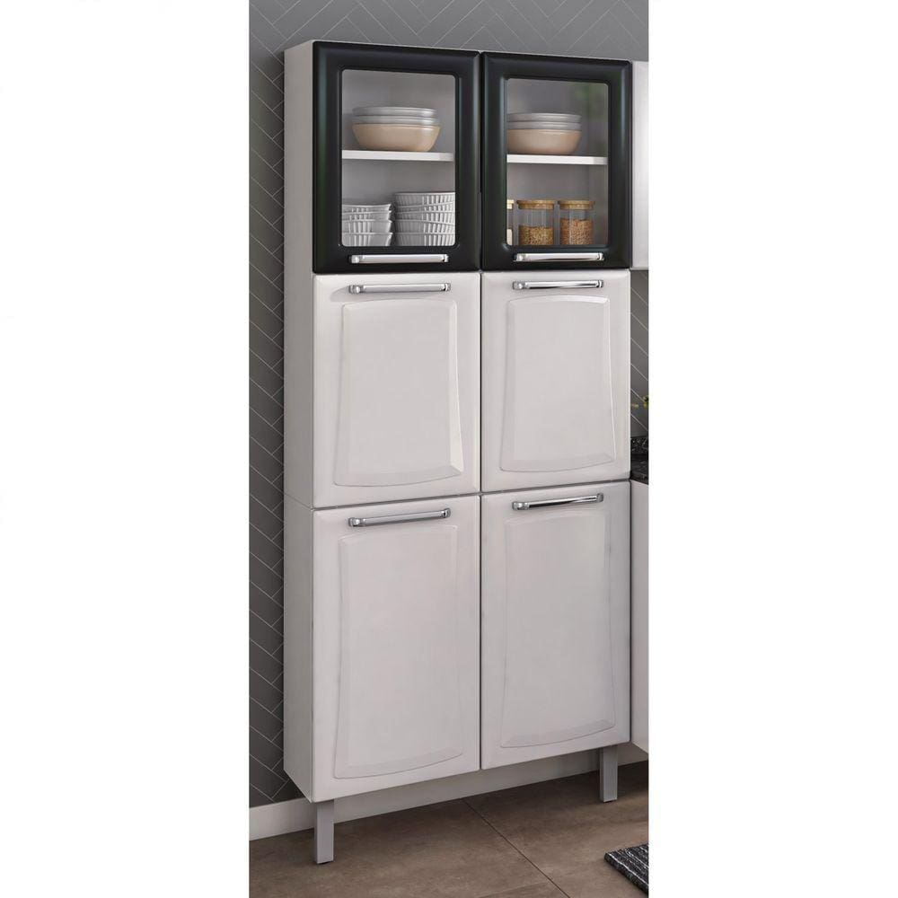 Paneleiro Duplo com Vidro 6 Portas Ipldv-80 Tarsila Itatiaia Branco/Preto