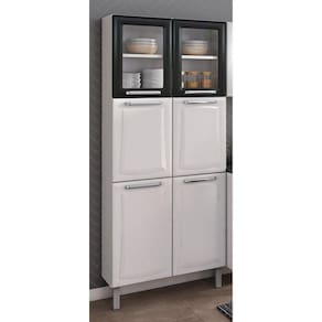 Paneleiro Duplo com Vidro 6 Portas Ipldv-80 Tarsila Itatiaia Branco/Preto