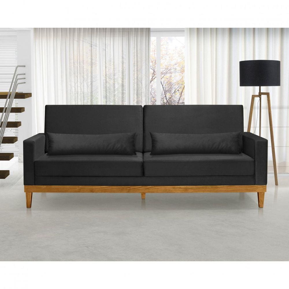 Sofá Living 3 Lugares Julie 180cm Nabas Estofados Preto - Preto
