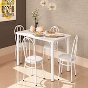 Conjunto de Mesa Mirela Branco Cromado 4 Cadeiras - Criativa