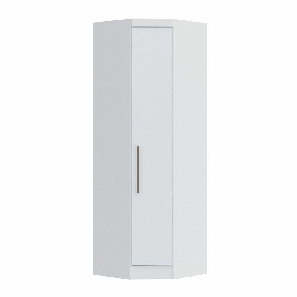 Armário Guarda Roupa de Canto Oblíquo 1 Porta Infinity Móveis Castro Branco Line