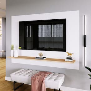 Painel para TV até 50 Polegadas 1 Prateleira Columbia Espresso Móveis Branco/Amadeirado