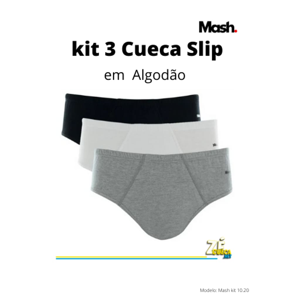 Kit 3 Cueca Slip Mash em Algodão by ZéCueca