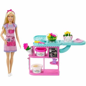 Conjunto e Boneca - Barbie Profissões - Loira - Florista - Loja Floricultura - Mattel