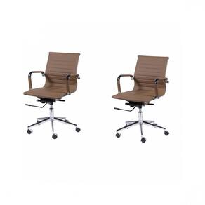 Kit 2 Cadeiras Esteirinha Baixa Giratória Office Eames OR Design Caramelo