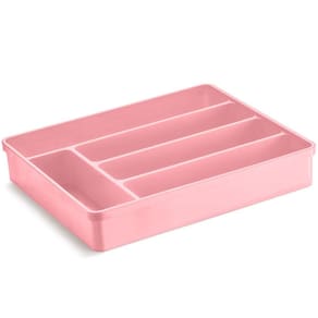 Separador Porta Talheres com 5 Divisórias Organizador de Gaveta Multiuso UZ Rosa