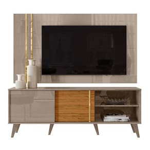 Rack Com Painel Para Tv Até 65 Pol. Cronos Cinza/Naturale - Madetec