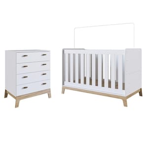 Berço 3 Em 1 Certificado Inmetro E Cômoda 4 Gavetas 030 Branco - Completa Móveis