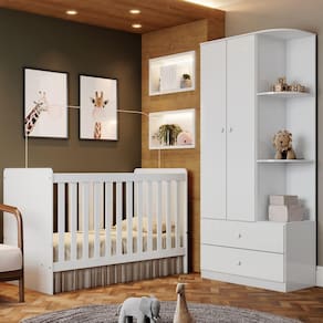 Quarto De Bebê Completo Thaiany 2 Portas 2 Gavetas Branco - Bci Móveis