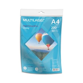 Papel Fotográfico Glossy A4 200g 50 folhas Multilaser - PE012