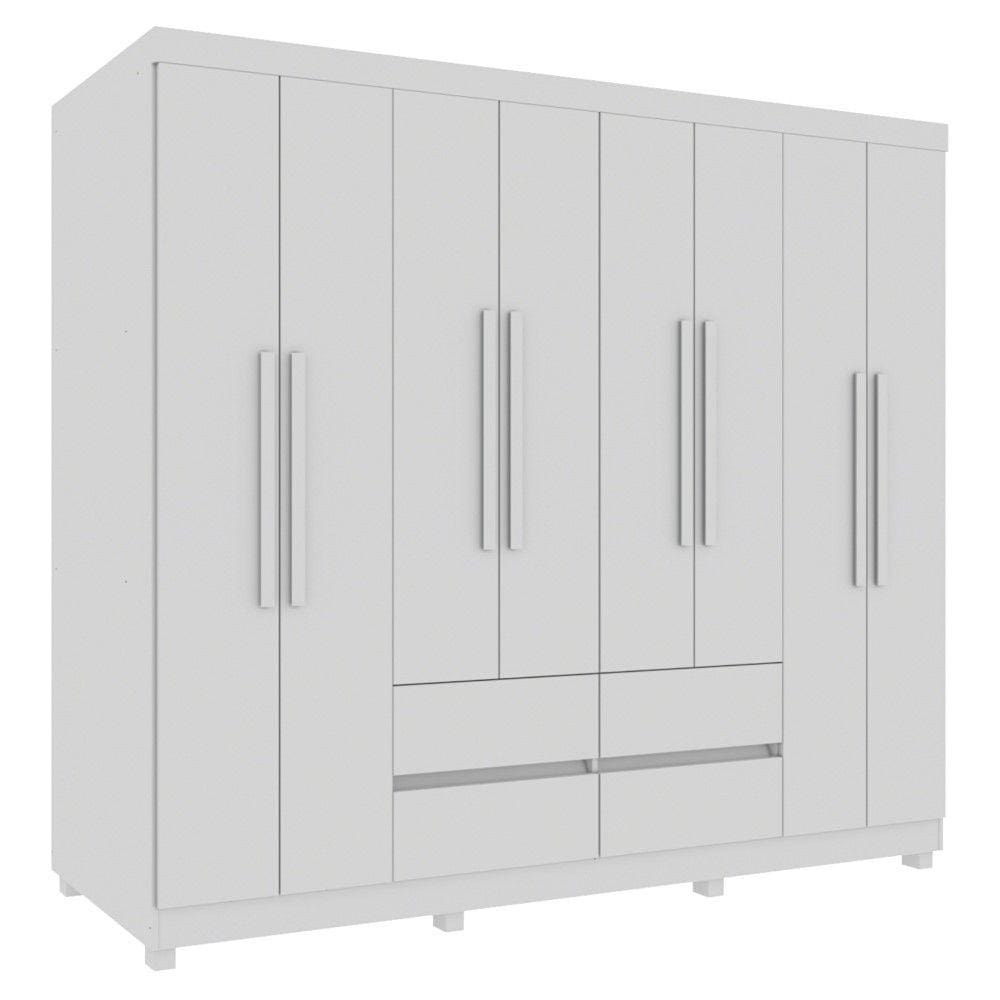 Roupeiro Verona 8 Portas 4 Gavetas Externas Branco Neve