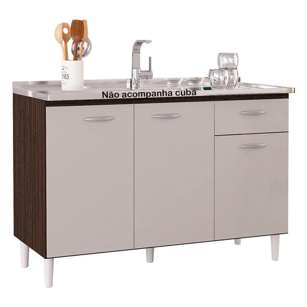 Balcão de Pia 120 cm Chocolate Off White - Poquema