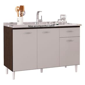 Balcão de Pia 120 cm Chocolate Off White - Poquema