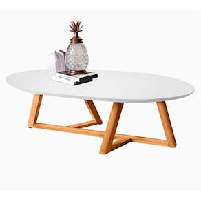 mesa de centro classic branca e madeira