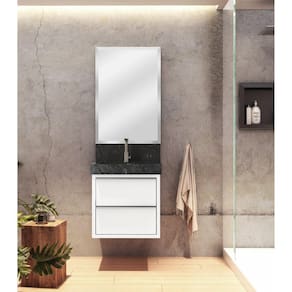 Lavatório em Porcelanato para Banheiro 50cm com Cuba Esculpida Top Blu Black