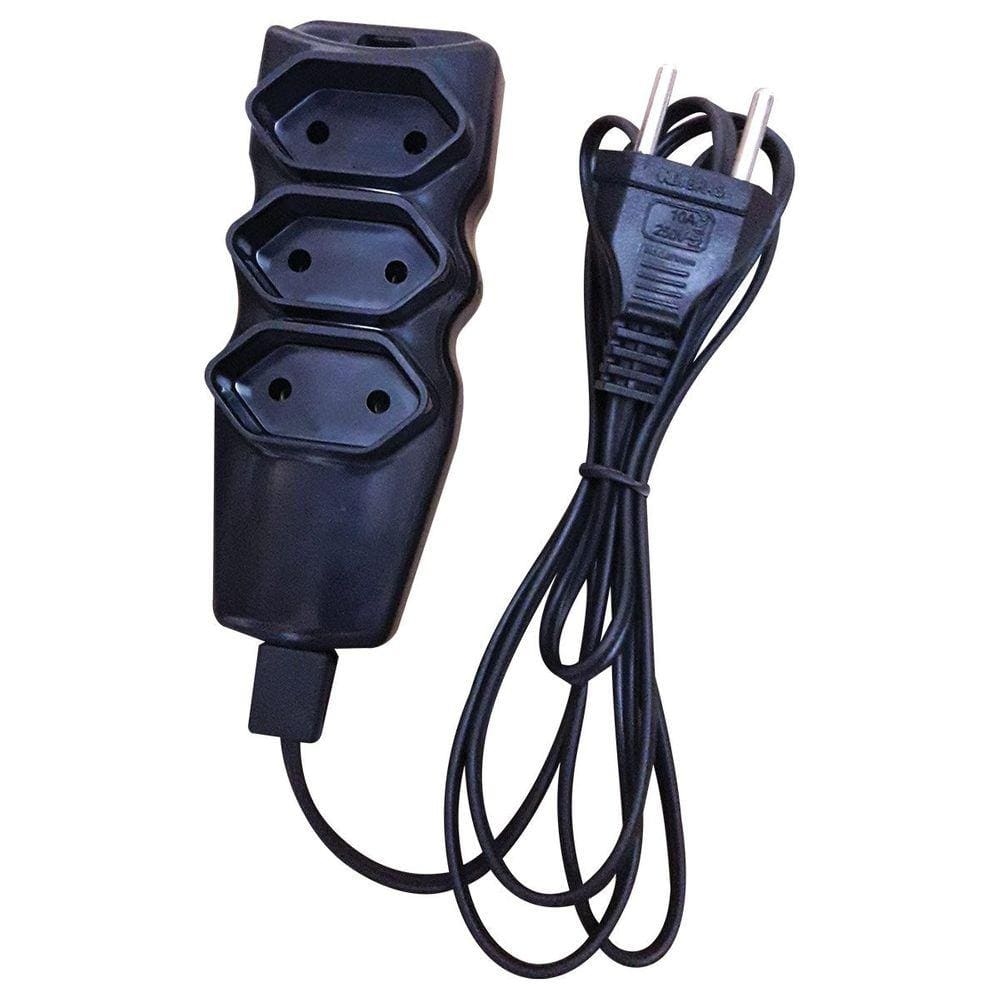 EXTENSAO ELETRICA 250V 10A 3 TOMADAS 2P 5,0m BIVOLT PRETA MEGATRON
