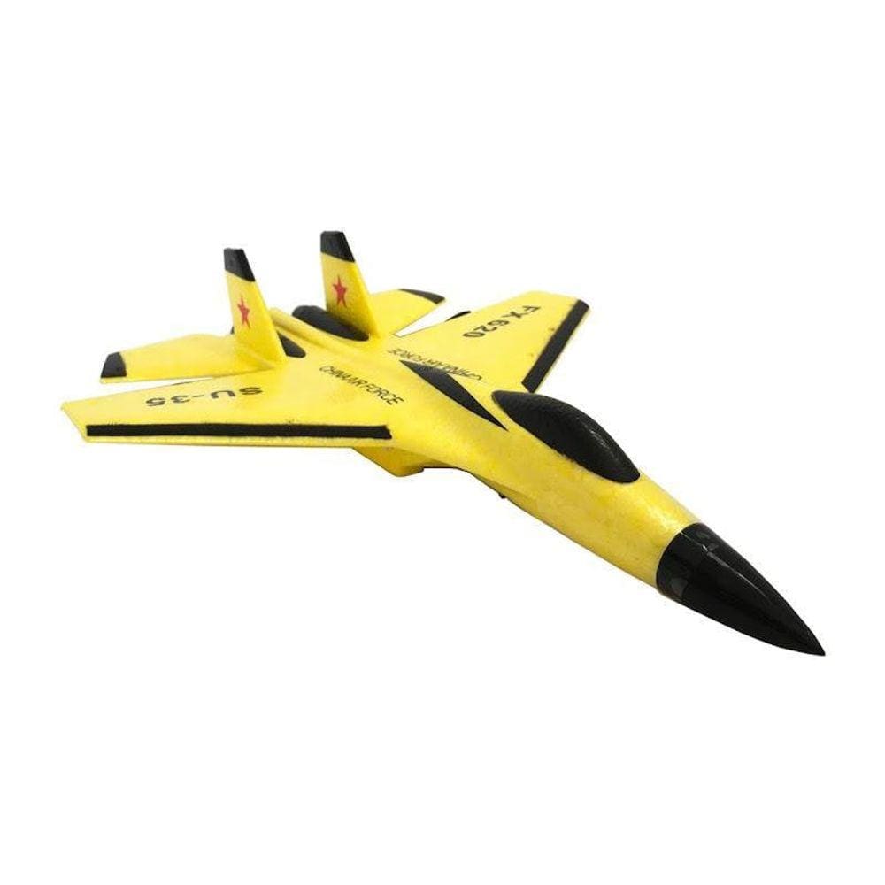 Avião Controle Remoto 2.4gh Aeromodelo Caça SU35 Amarelo - FX