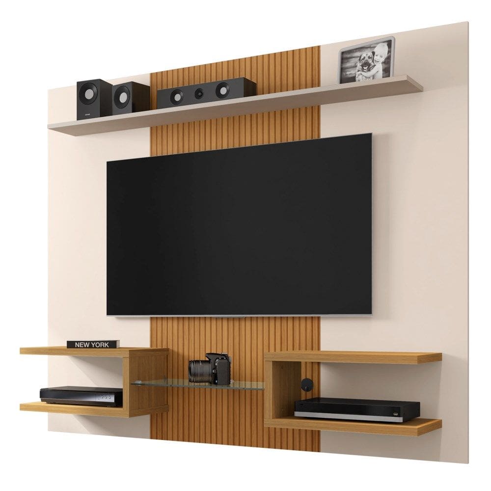 Painel Suspenso Para TV Até 55 Polegadas Atlas Off White/Cinamomo/Ripado - Bechara