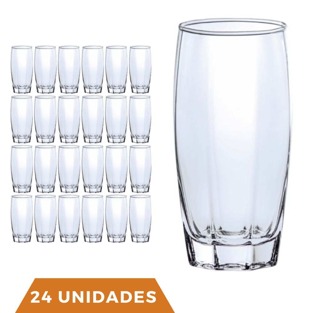 Copos de Vidro Jogo com 24 Florence 370ml Transparente Luxo