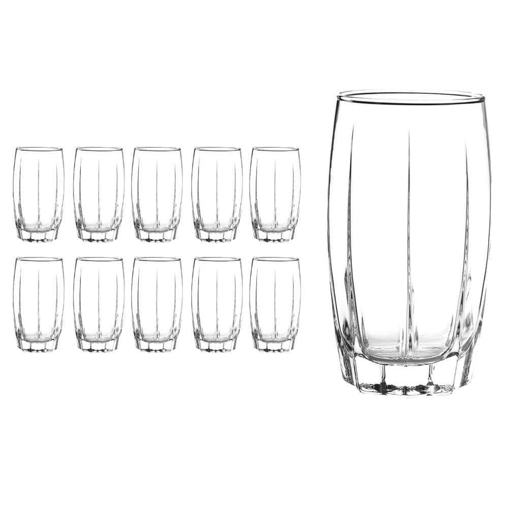 Jogo 10 Copos De Vidro transparente Lond Drink 374ML Amadeus