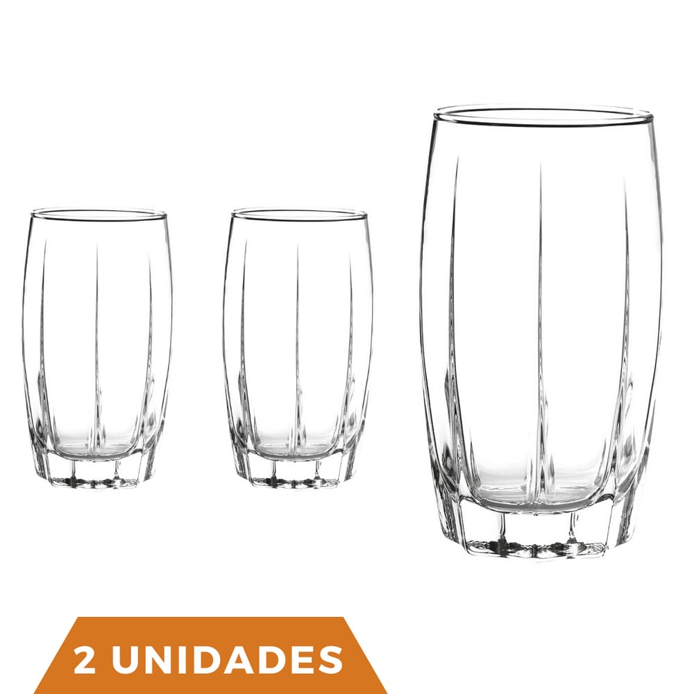 Kit Copos 374 ML Vidro Long Drink Transparente Amadeus 2Un