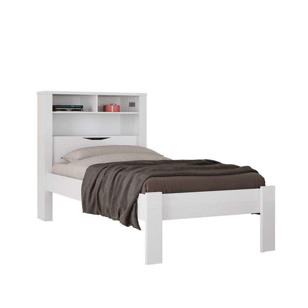  Cama Solteiro Baú Com Nicho Invict Branco - Santos Andirá