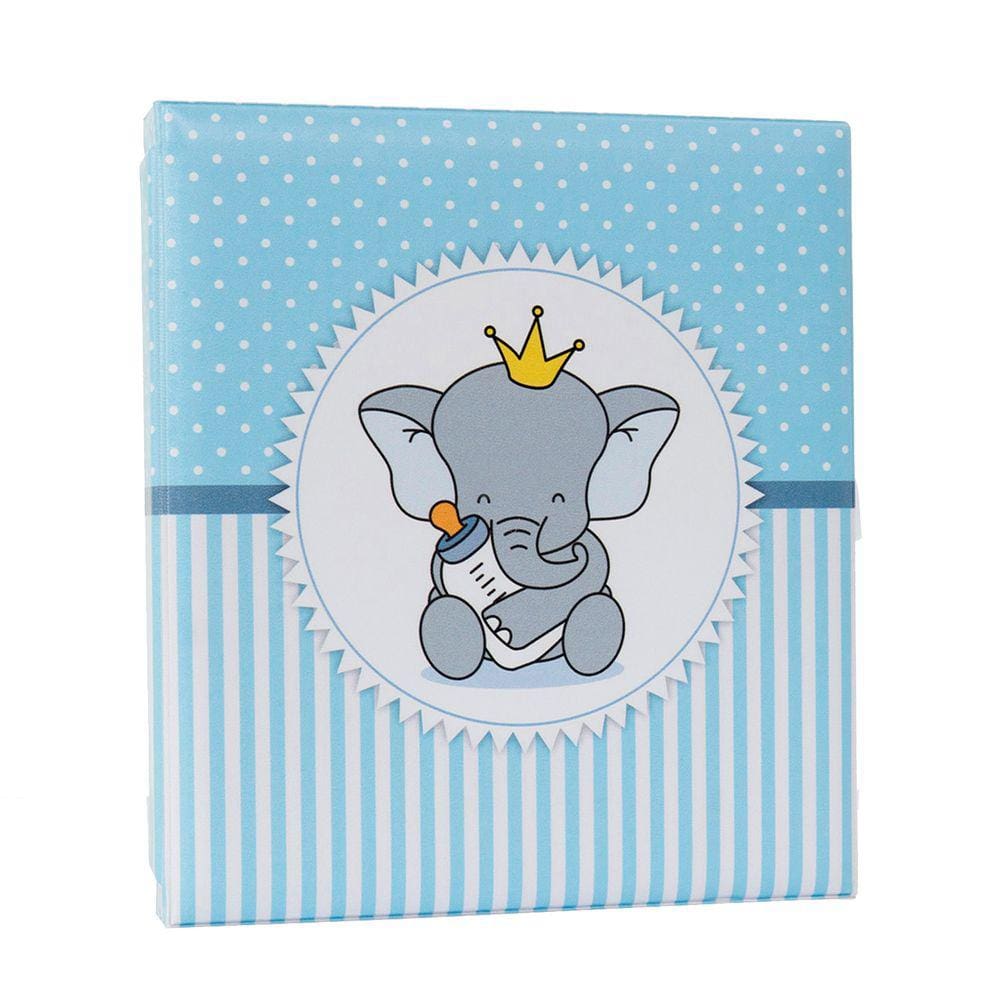 Álbum Fotográfico Com Estojo Para 80 Fotos 15X21 - Baby Bebê Azul Menino
