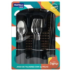 Faqueiro Jogo Talheres Aço Inox 25 Peças Com Divisória Cores
