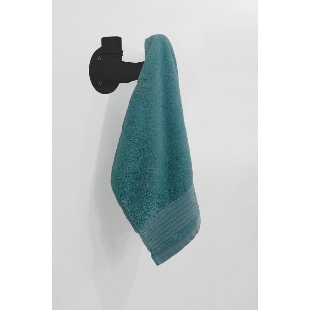 Cabideiro De Parede Porta Toalhas Suporte Gancho Acessório Banheiro Estilo Industrial Preto Laca
